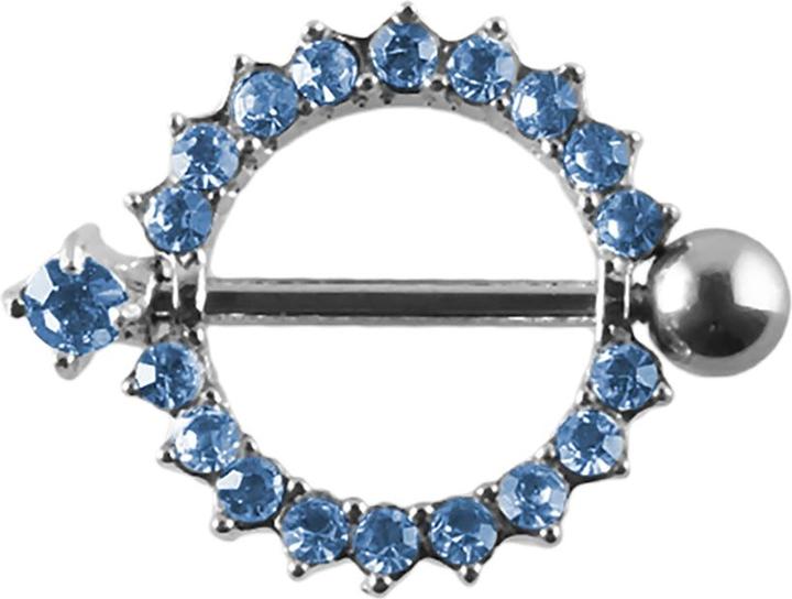 Produktbild Star Piercing Barbell Kristallkranz hellblau (ohne Messing, Chirurgenstahl 316L)