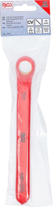 Actual product image BGS VDE Single End Ring Spanner deep offset end 16 mm (16 mm)