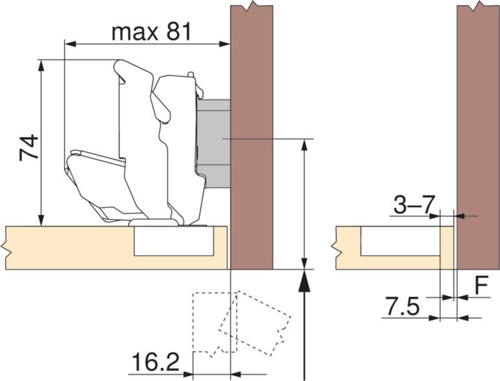 Produktbild Blum Topfbänder CLIP top BLUMOTION, Null-Einsprungscharnier 155 °