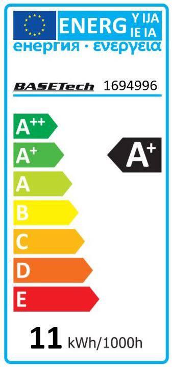 Energie-Label Basetech LED E27 Warm Glühlampenform (E27, 1055 lm, 1x)