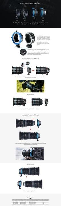 Actual product image Sirui Lens adapter for Jupiter series