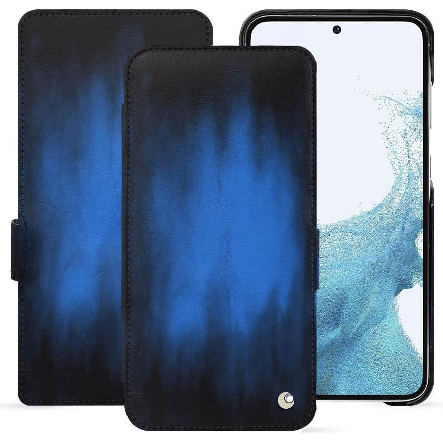 Noreve Lederschutzhülle horizontal (Samsung Galaxy S23), Smartphone Hülle, Blau