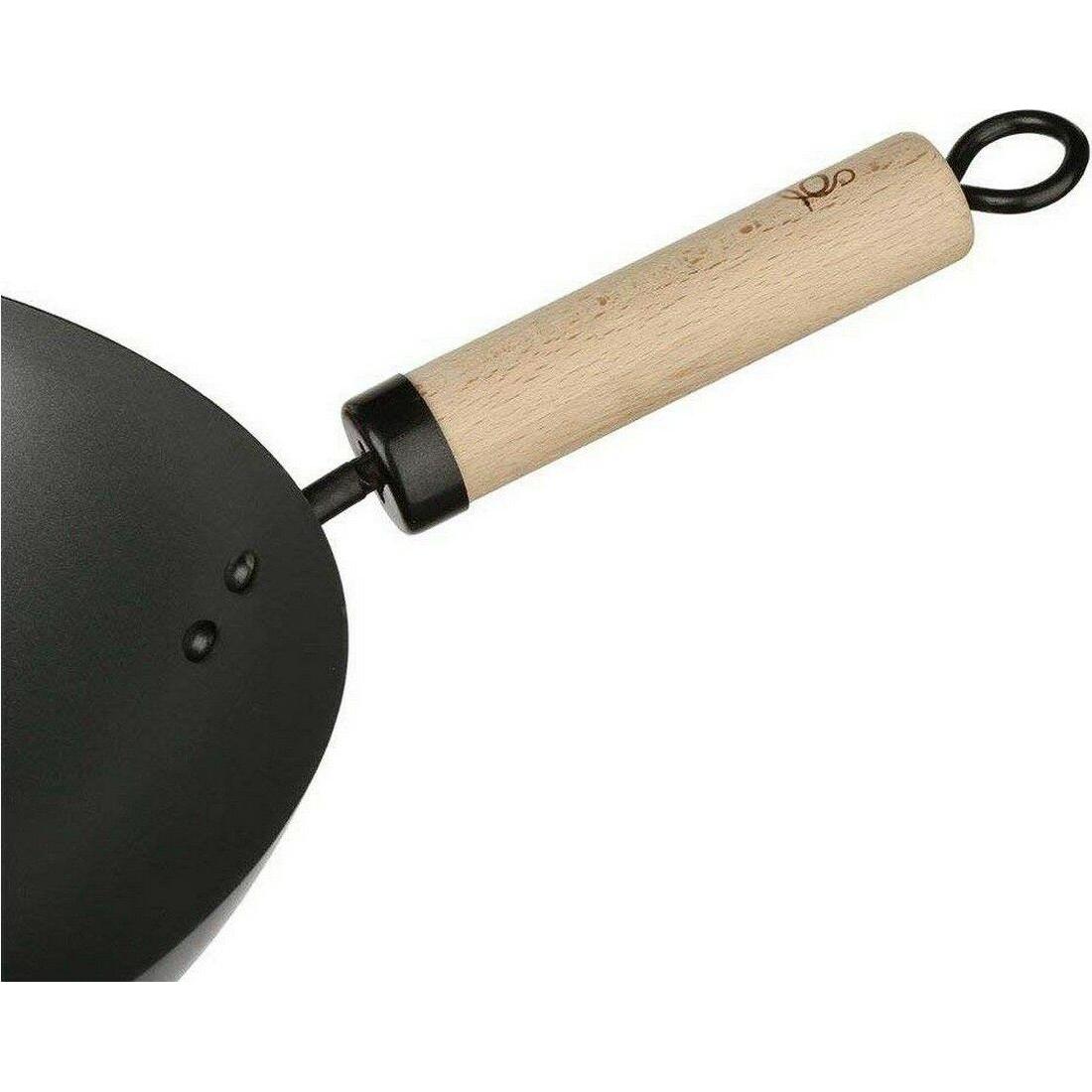 Thumbnail - Konjac Sponge Steel Wok 35cm+ Wood Handle, Pfanne + Kochtopf, Schwarz