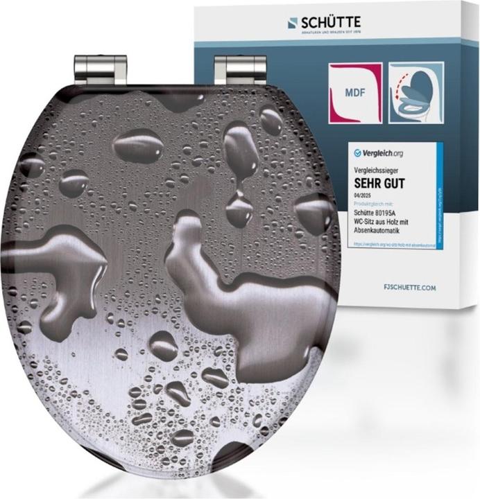 Produktbild Schütte WC Sitz Holz MDF WC-Sitz GREY STEEL Absenkautomatik 80123 Regen