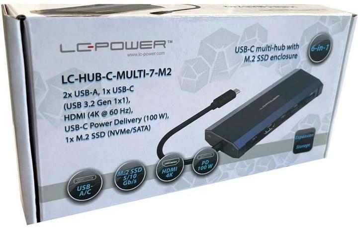 Actual product image LC-Power HUB-C-MULTI-7-M2 USB-C hub/M2 M.2 SSD retail (USB-C, 5 Ports)