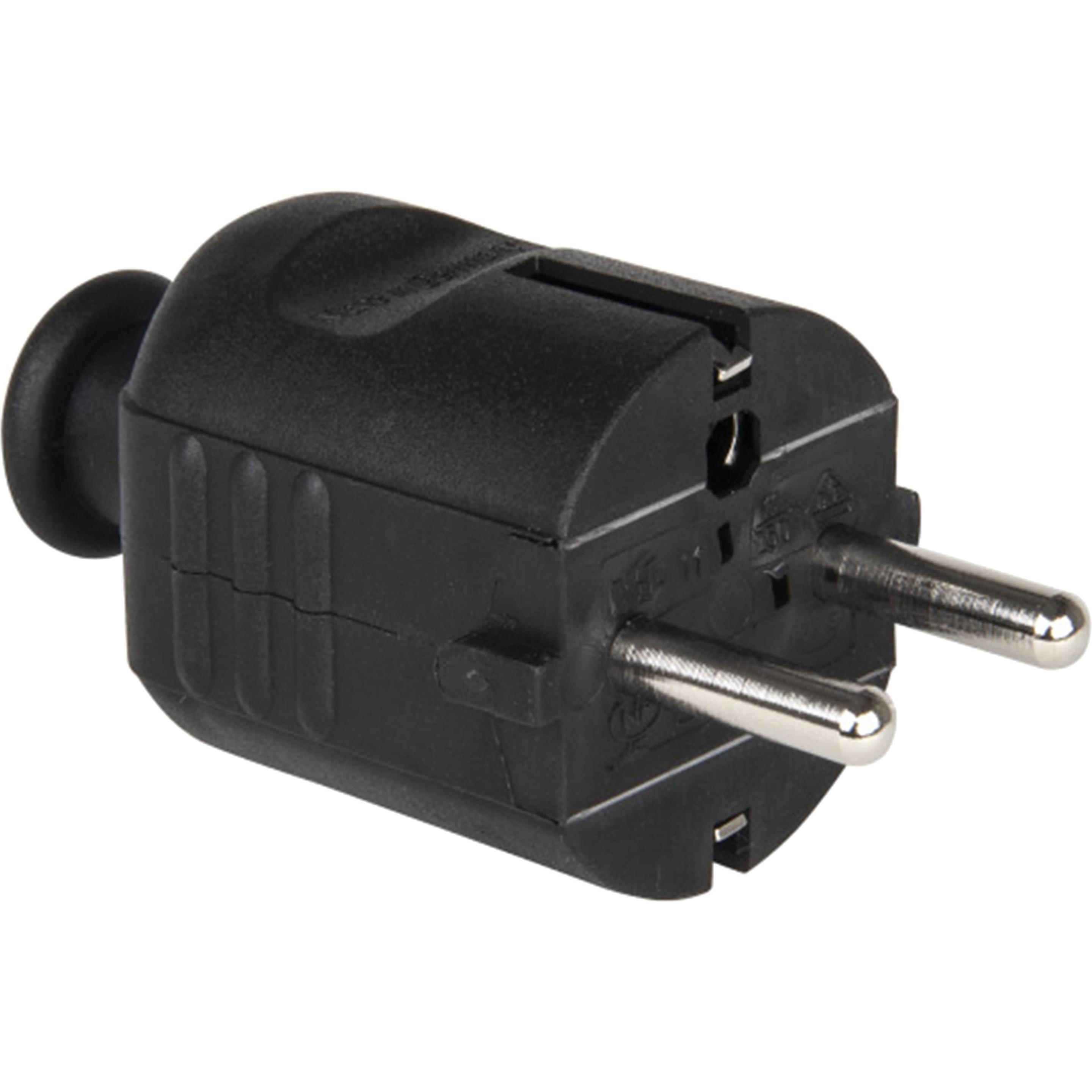 PCE, Netzstecker + Netzkupplung, Schutzkontaktstecker PP 2SL, schwarz
