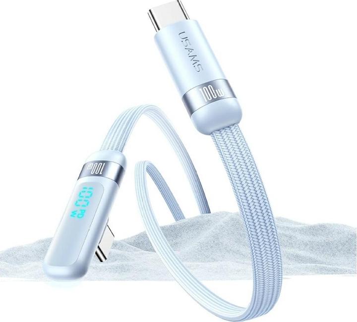 Actual product image Usams US-SJ653 PD100W Type-C To Type-C Right-angle Fast Charging & Data Cable-wind series 1.2m - Purple (1.20 m, 100 W)