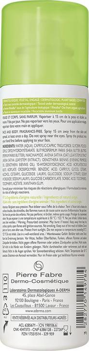 Nährwerte und Zutaten A-Derma Exomega Control Emollient Soothing Spray For Dry And Atopic Skin 50Ml (Körperlotion, 50 ml)