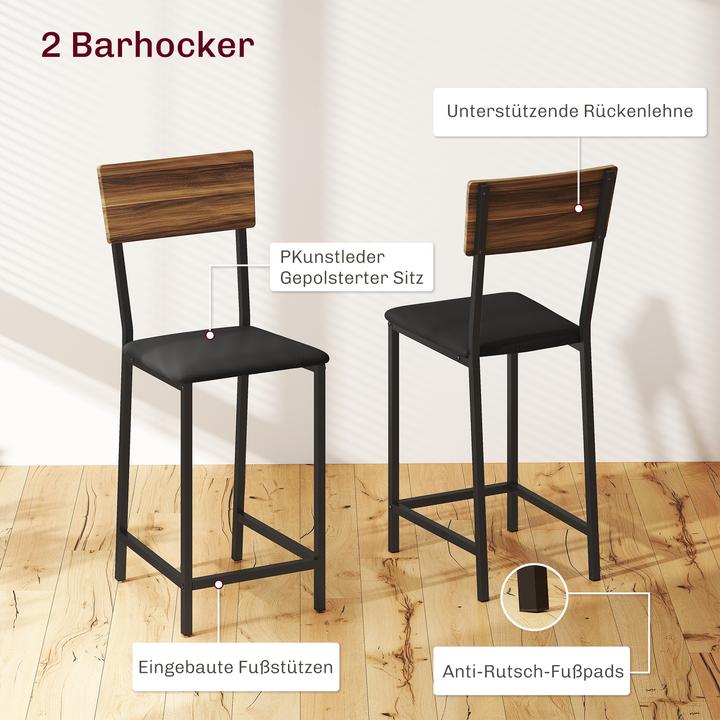 Image du produit Homcom Bartisch Set MDF, Stahl Braun