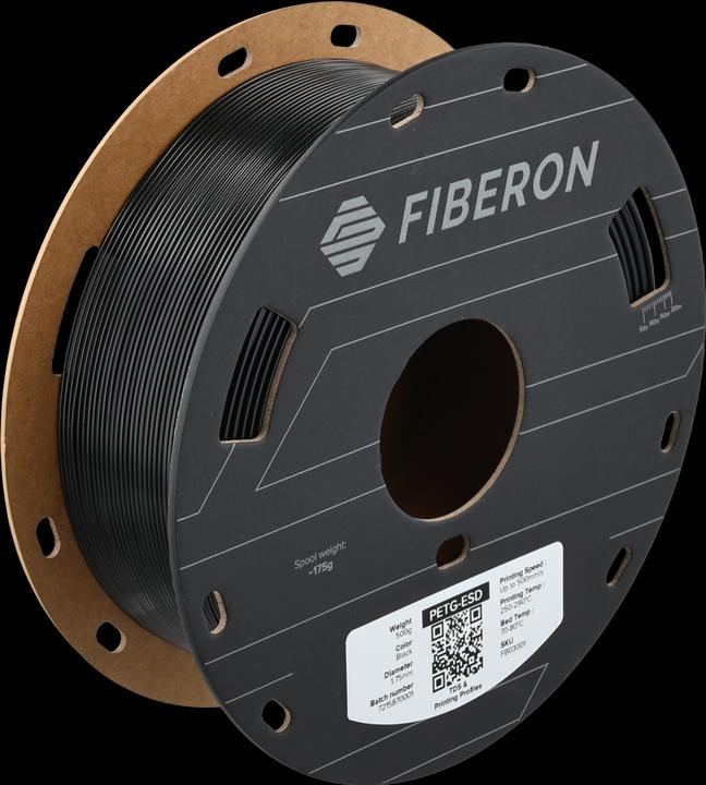 Polymaker Fiberon™ PETG-ESD (PETG, 1.75 mm, 500 g, Schwarz)