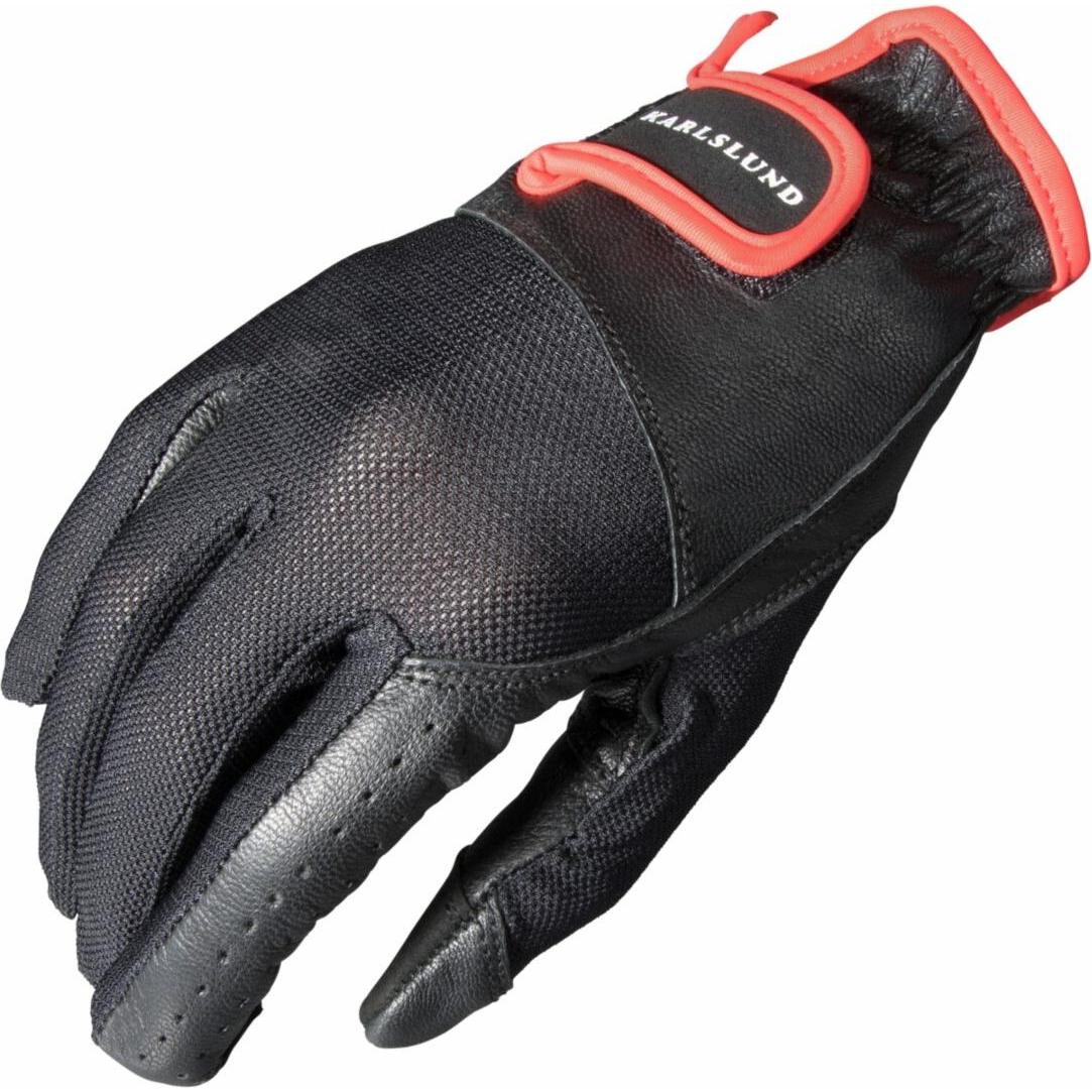 Thumbnail - Karlslund, Herren, Handschuhe, reithandschuhe sommer sólfari, Schwarz, Rot, (XS)