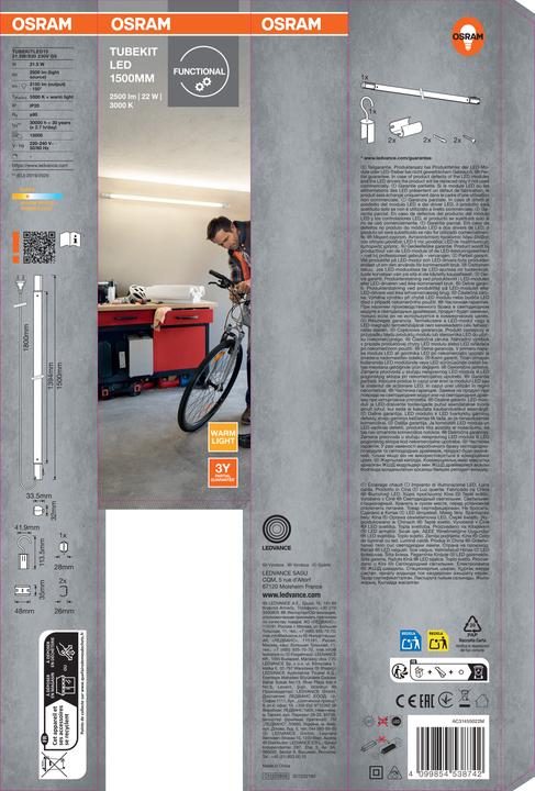 Produktbild Osram LED Unterbauleuchte TubeKIT™ 1500mm 21.5W 3000K Warm weiss 4099854538742 (2150 lm, G5)