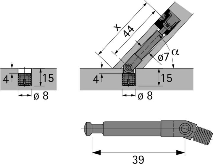 Actual product image Hettich Hinged dowel DU 634, 39 mm, galvanised