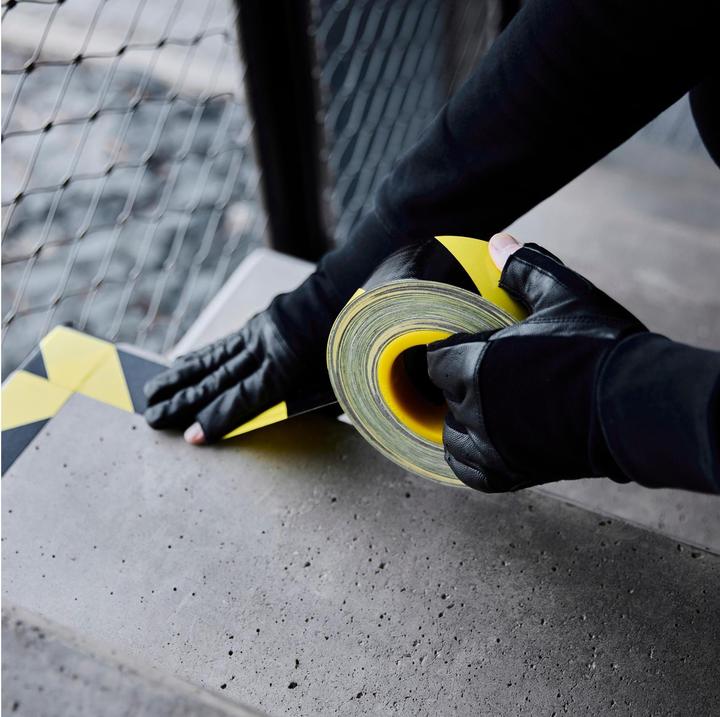 Actual product image Defender EXA-TAPE® BY 50 BULK - Premium fabric adhesive tape BULK | black/yellow | glossy | 50 mm x 50 m (50 mm)