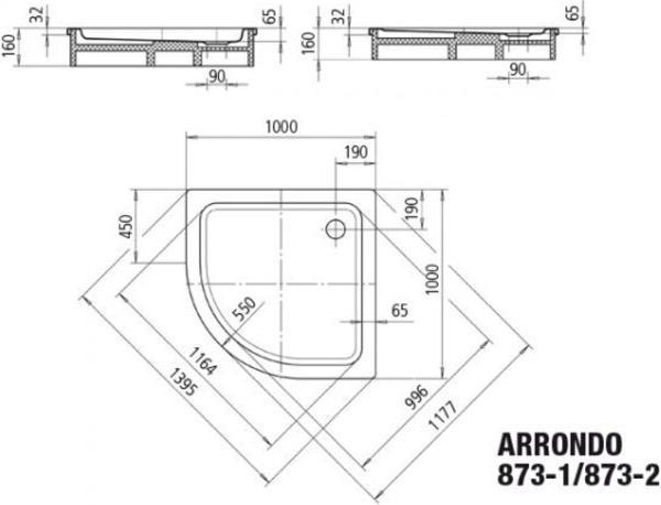 Image du produit Kaldewei Arrondo 873-2 100x100x6,5cm avec support polystyrène
