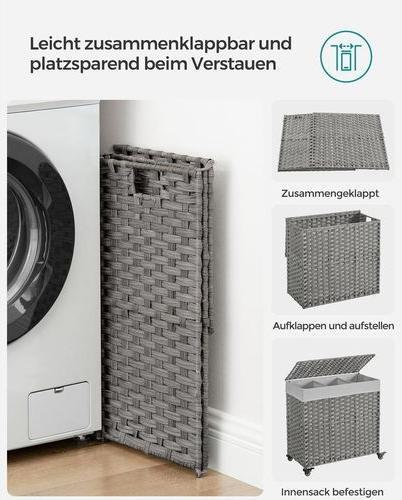 Image du produit Songmics Panier à linge sur roulettes (140 l)