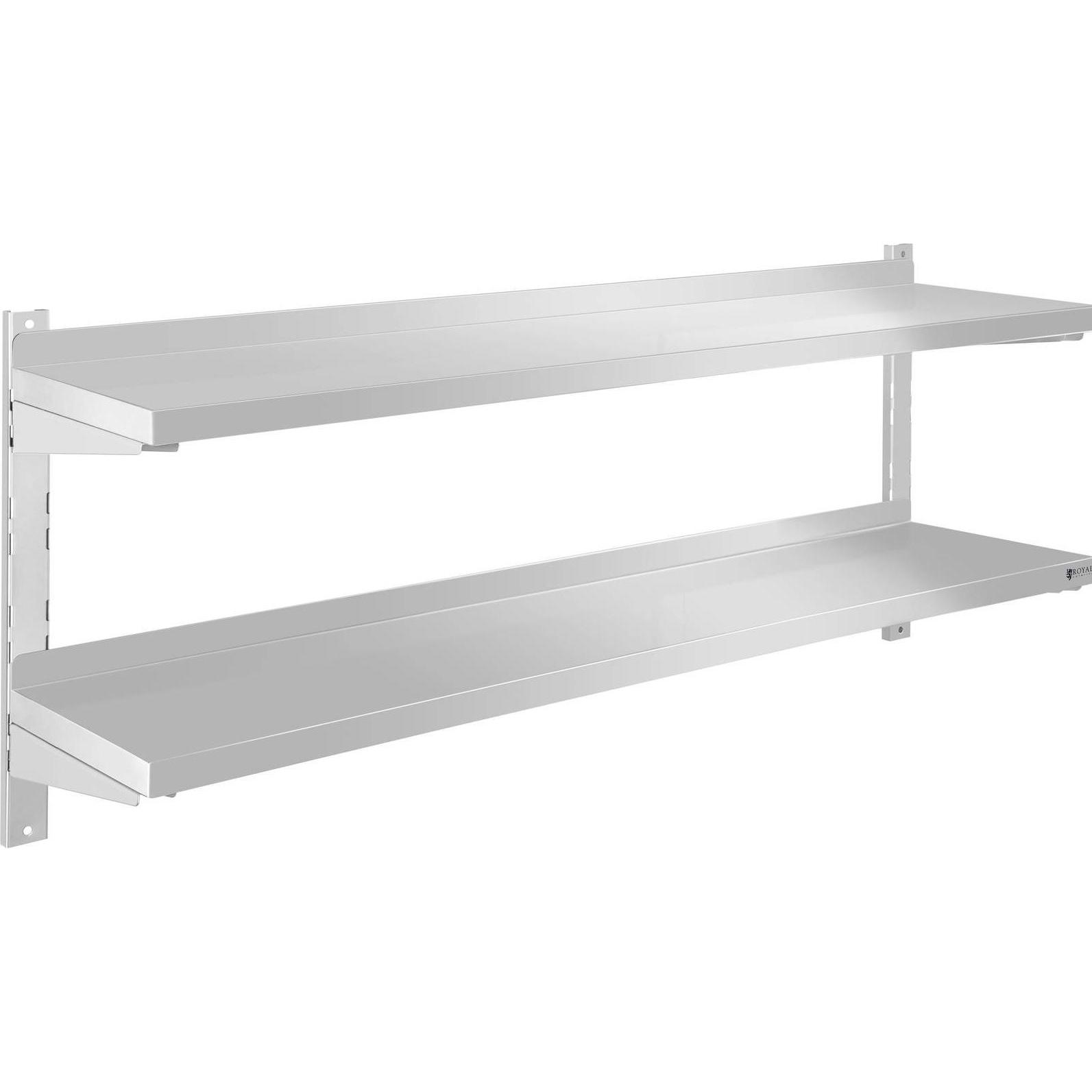 Royal Catering, Regal, Wandbord Gastro doppeltes Wandregal Konsole Edelstahl Regal Wandbord 140 cm (140 x 30 cm)