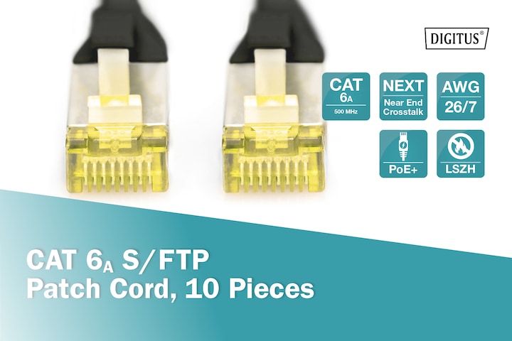 Produktbild Digitus CAT 6A S/FTP Patchkabel, 10 Stück (S/FTP, CAT6a, 1 m)