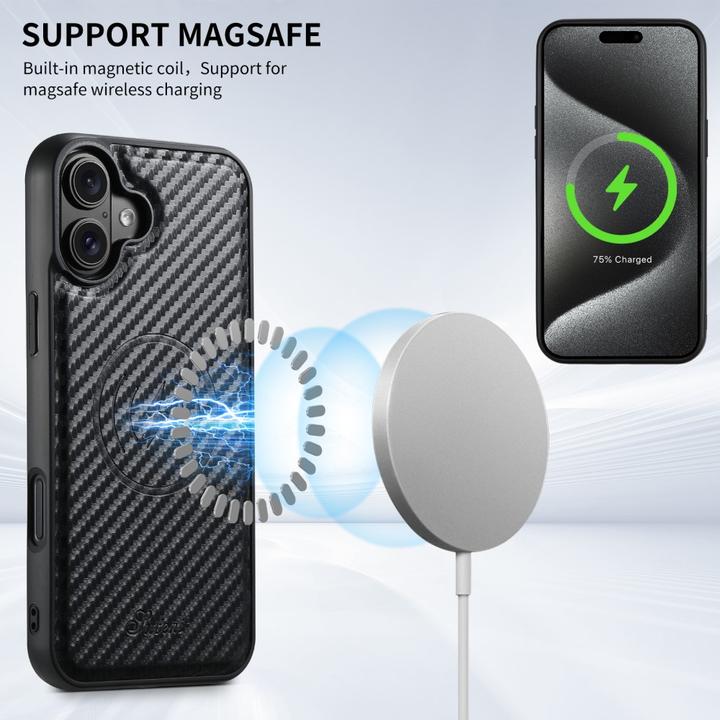 Produktbild Ueli Express Magnetische Carbon Optik Hülle mit abnehmbarem Kartenhalter (Apple iPhone 16)