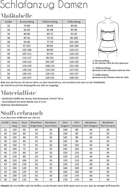 Produktbild Fadenkäfer Schnittmuster Schlafanzug