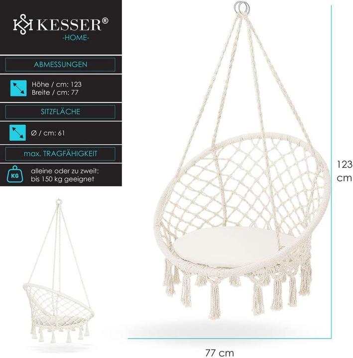 Produktbild Kesser Hängesessel mit Sitzpolster (150 kg)