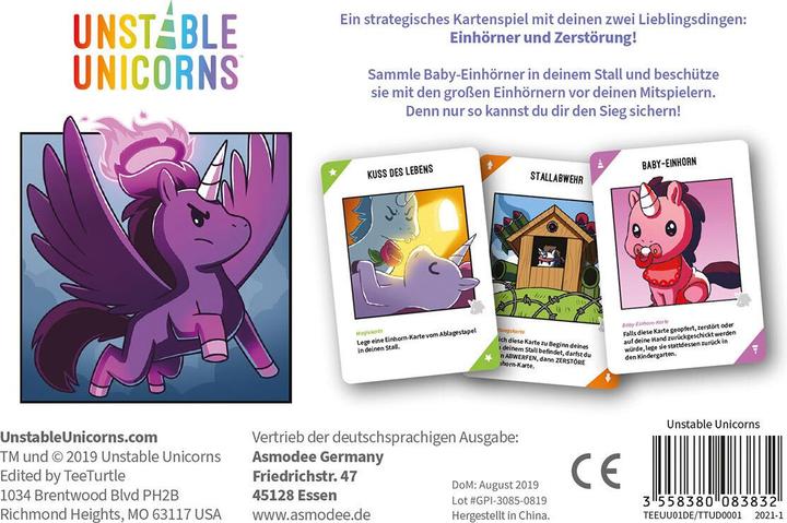 Immagine prodotto Asmodée TTUD0001 - Unstable Unicorns - Gioco di carte, per 2-8 giocatori, da 8 anni (DE Edition) (Tedesco)