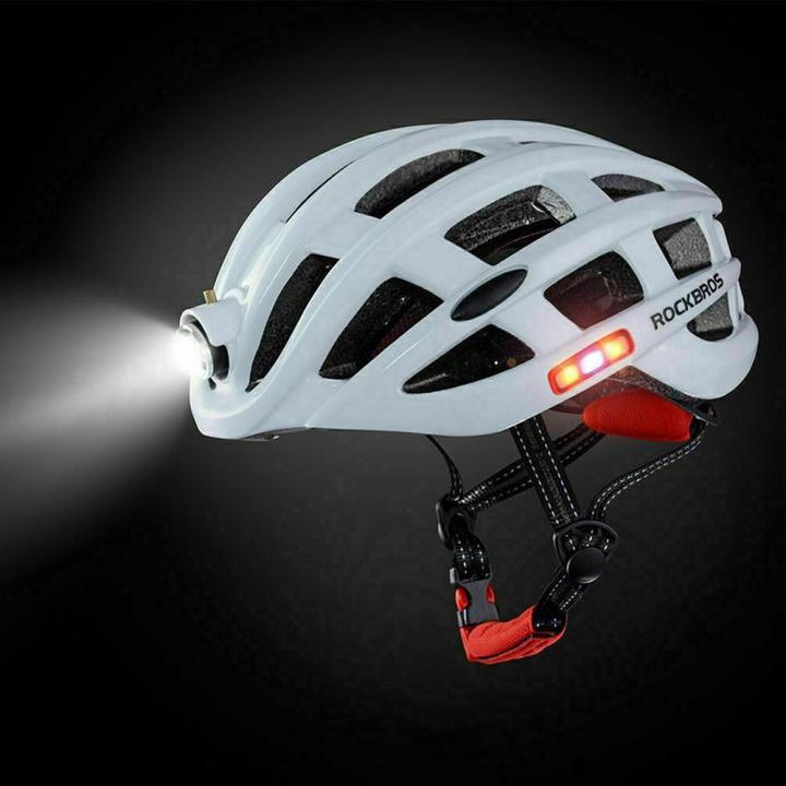 Actual product image Rockbros MTB bike helmet with light white 57-62cm (57 - 62 cm)