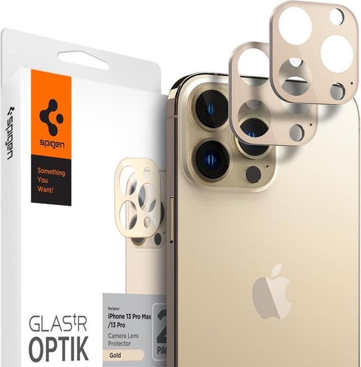 Actual product image Spigen Camera Cover Optik.Tr Camera Protector 2-Pack Iphone 13 Pro / 13 Pro Max Gold (Apple iPhone 13 Pro, Apple iPhone 13 Pro Max)