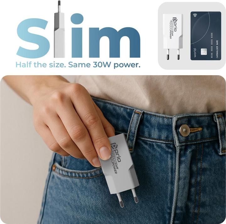 Produktbild prio Lade- und Set (30W GaN Ladegerät + USB C - USB C Kabel) weiss (30 W)