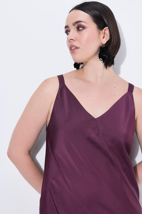 Immagine prodotto Ulla Popken Abito maxi in raso dal taglio svasato e smanicato con scollo a V (60)