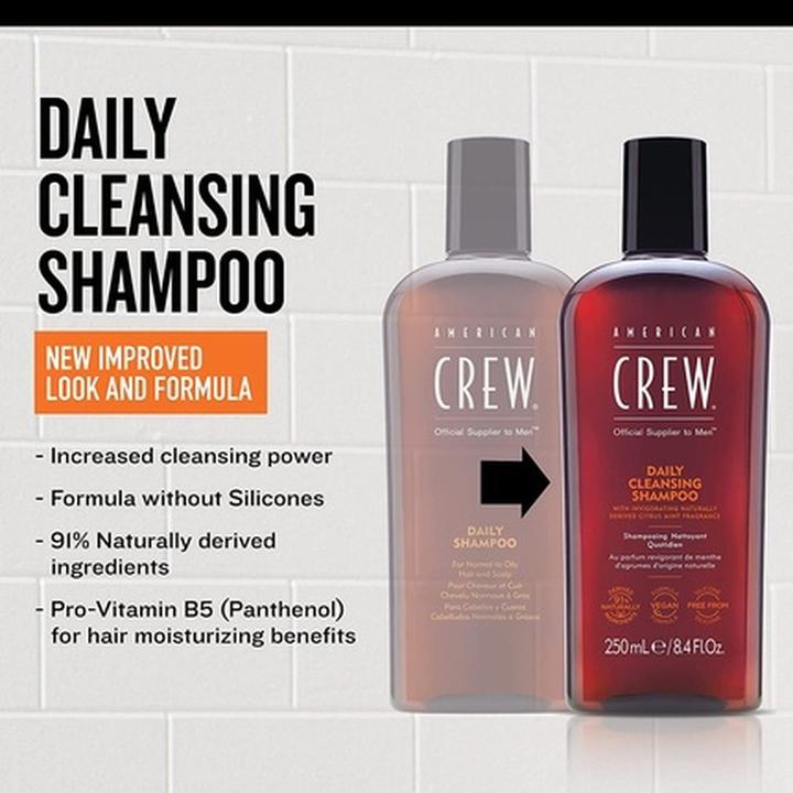 Actual product image American Crew Men's Daily Cleansing Shampoo with Citrus Mint Fragrance 3.3 Fl Oz (Liquid shampoo, 100 ml)