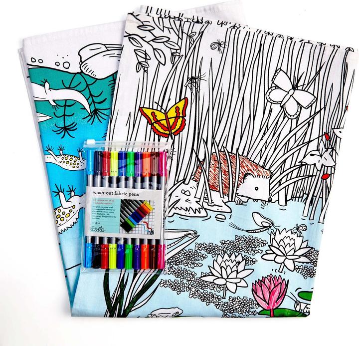 Actual product image Eat Sleep Doodle Children's tablecloth - la vie de l'étang (130 x 85 cm)