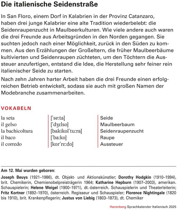 Produktbild Harenberg Stillo:Italienisch Sprachkalender 2025 (12.5 x 16 cm)