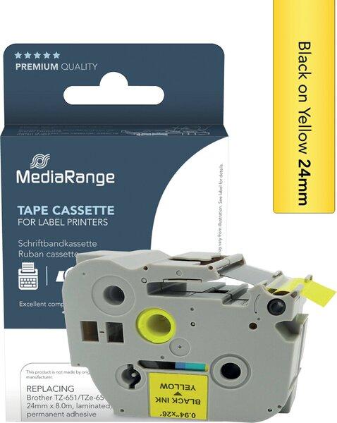 Actual product image MediaRange Tape cassette black on yellow 8m x 24mm (2.40 cm, Black, Yellow)