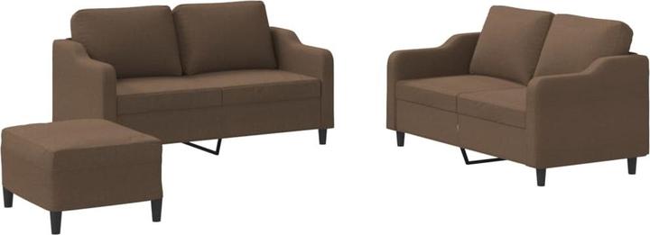 Produktbild VidaXL Sofagarnitur Kissen Sessel Sofa Couch Designsofa 3-tlg. Braun Stoff (3-Sitzer)