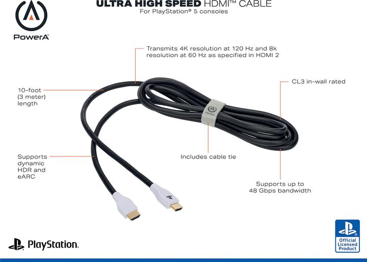 Produktbild PowerA HDMI (Typ A) — HDMI (Typ A) (3 m, HDMI, 2.1)