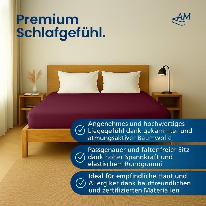 Actual product image AM Qualitätsmatratzen Premium Spannbettlaken für Matratze, Baumwolle (200gsm) (160 x 190 cm)