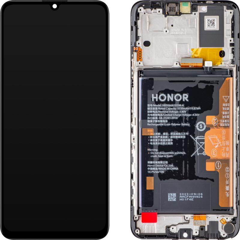 Honor Display Unit für X7a, mit Akku, Midnight Schwarz (Accumulatore di carica elettrica), Pezzi di ricambio per dispositivi mobili, Nero
