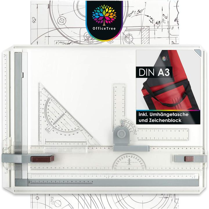 OfficeTree Zeichenplatte A3 mit Zubehör-Set (37 x 50 cm)