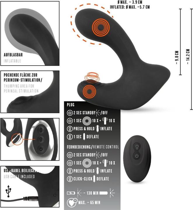 Actual product image Rebel RC Butt Plug with 3 func