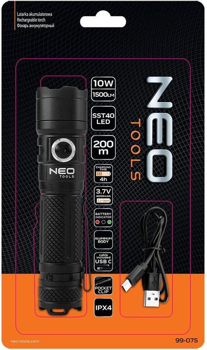 Actual product image Neo USB C 1500 lm SST40 LED rechargeable torch (12.80 cm, 1500 lm)