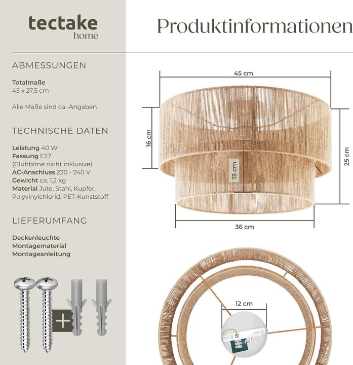 Produktbild tectake Lignea Lux (E27)