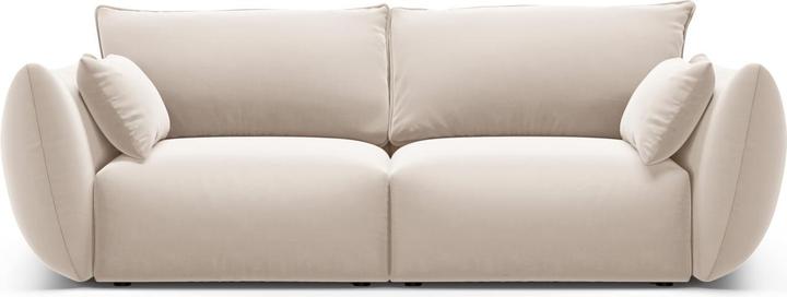 Actual product image Maison Heritage Velvet Sofa, "Clau", 2 Seats, Beige, 180x110x85 Made in Europe (2 person sofa)