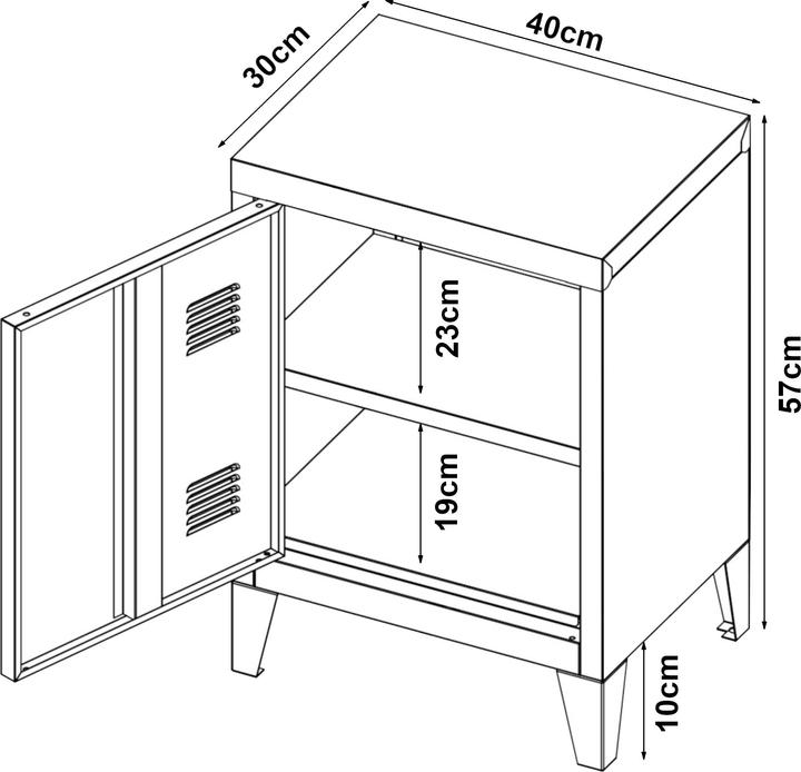 Produktbild En.Casa Nachtschrank Inari Türgriff rechts Stahl Gelb