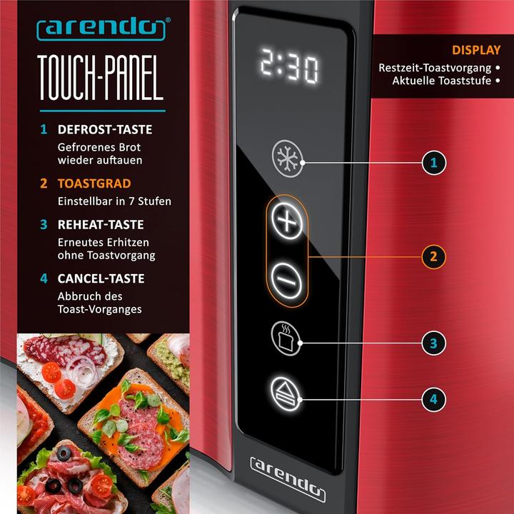 Immagine prodotto Arendo Langschlitztoaster mit integriertem Brötchenaufsatz