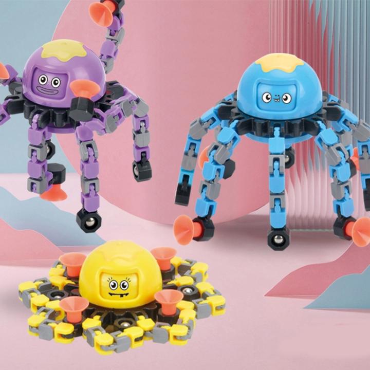 Actual product image Ueli Express Octopus fidget spinner with suction cup and face yellow