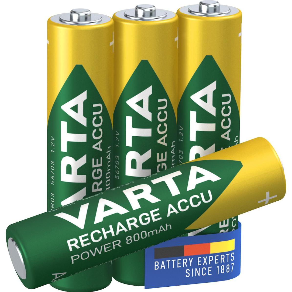 Varta Recharge Accu Power (4 Stk., AAA, 800 mAh), Batterien + Akkus