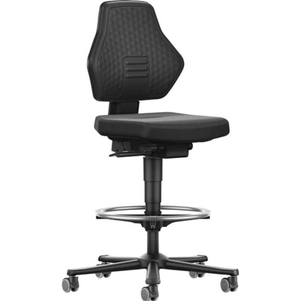 Bimos, Bürostuhl, Arbeitsdrehstuhl Air Flow Rollen + Fussring Supertec-Gewebe schwarz 610-890 mm