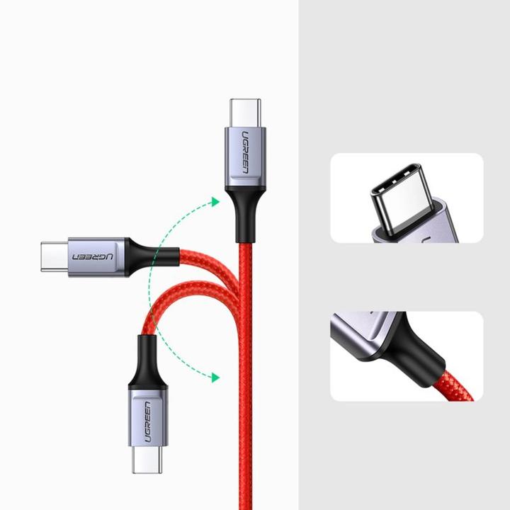 Actual product image Ugreen USB-C to USB-C cable 2.0 1m (red) (1 m, USB 2.0, 60 W)
