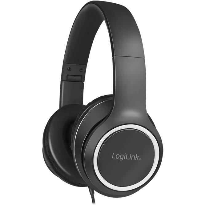 LogiLink Stereo Headset High Quality, mit Mikrofon, schwarz Anschluss: 3,5 mm Klinkenstecker, integrierte Bed (Kabelgebu...